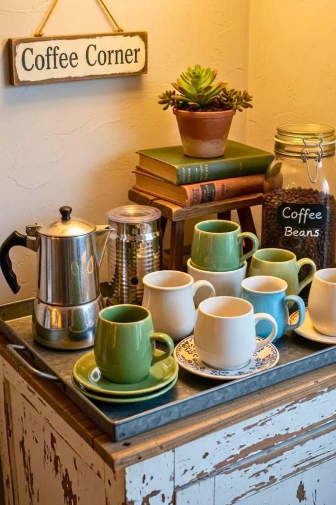 Budget Coffee Corner Using Thrifted Pieces