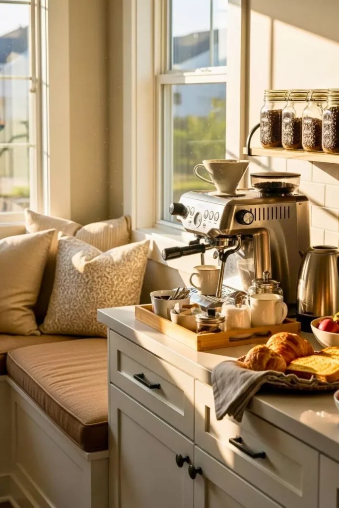 Coffee Station Paired with Breakfast Nook