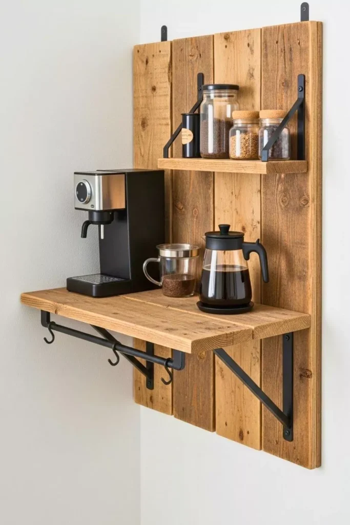 DIY Home Coffee Bar Inspiration with Reclaimed Wood