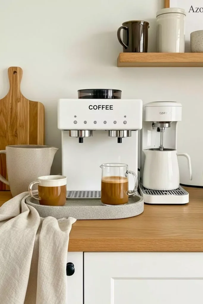 Neutral-Toned Coffee Bar for Calm Spaces