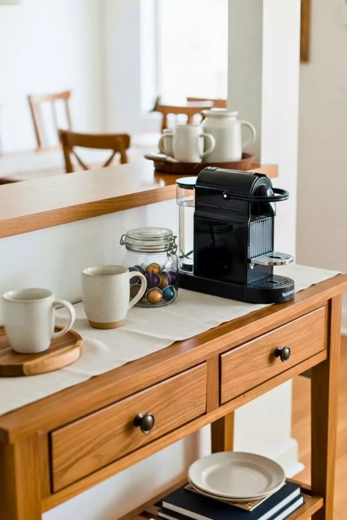 The Warm Wood Bar Set Up for a Café Feel