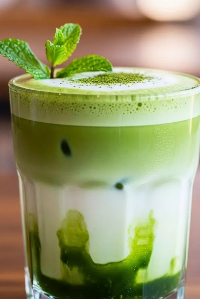 Matcha with Peppermint Syrup