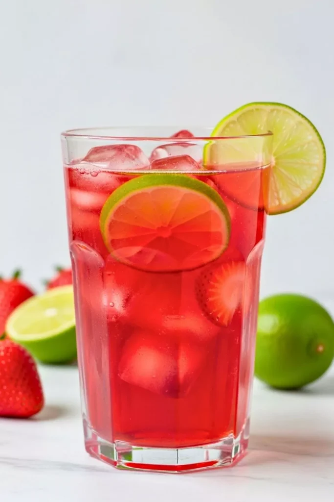 Strawberry Lime Syrup-Water Refresher