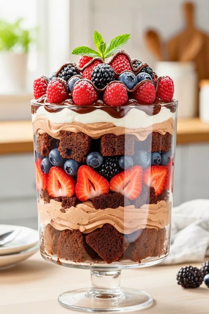 Chocolate Brownie Trifle with Berries