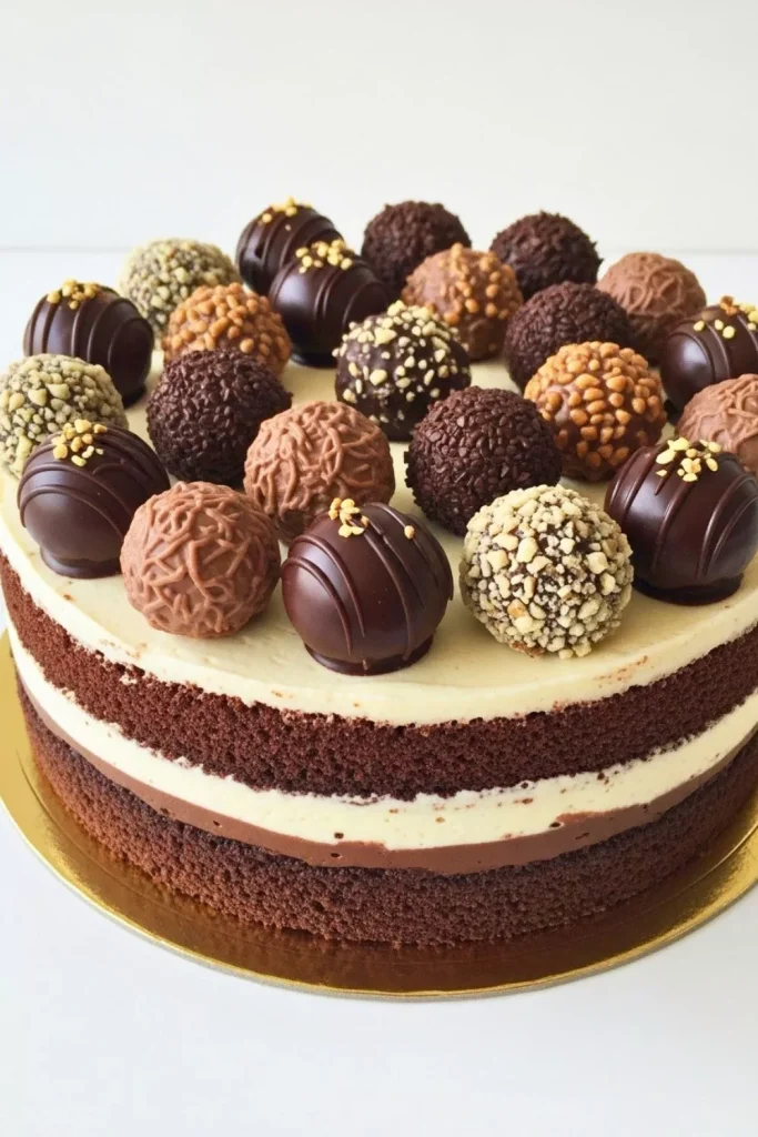 Chocolate Truffle Cake With Truffle Toppers
