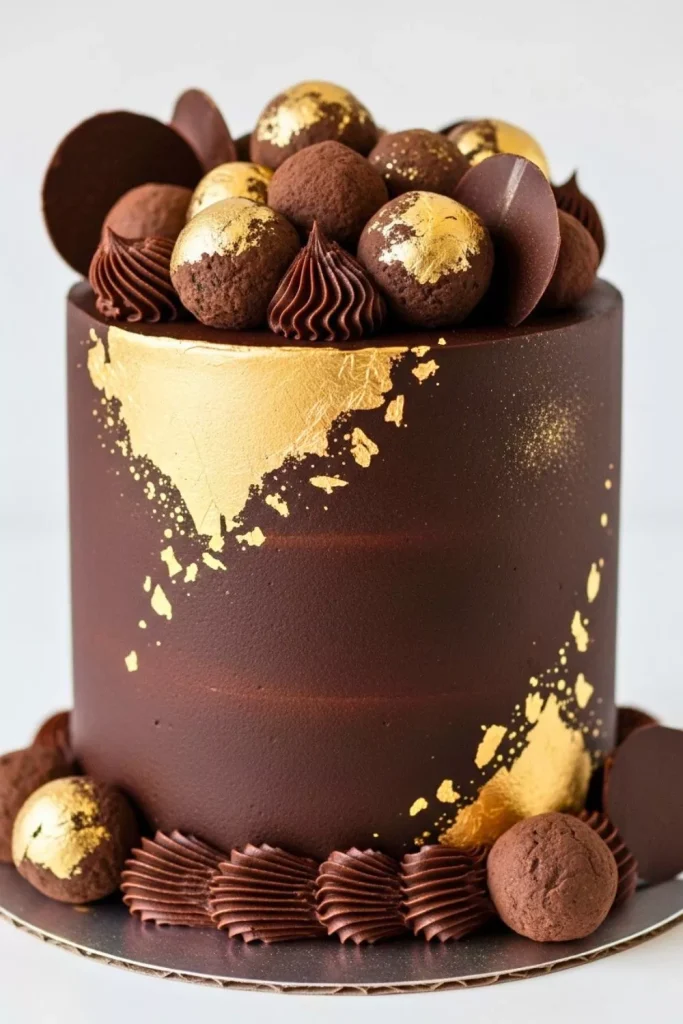 Dark Chocolate and Gold Truffle Cake