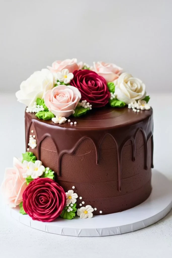 Floral Chocolate Truffle Cake