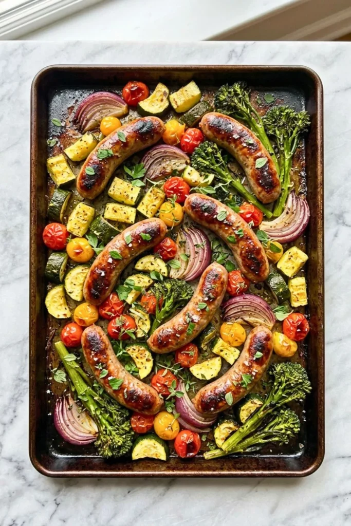 Hot Italian Sausage Sheet Pan Dinner with Vegetables