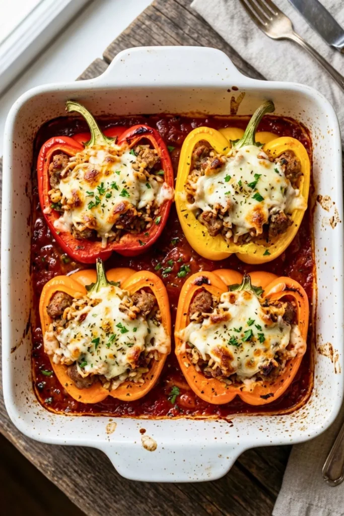 Hot Italian Sausage Stuffed Bell Peppers