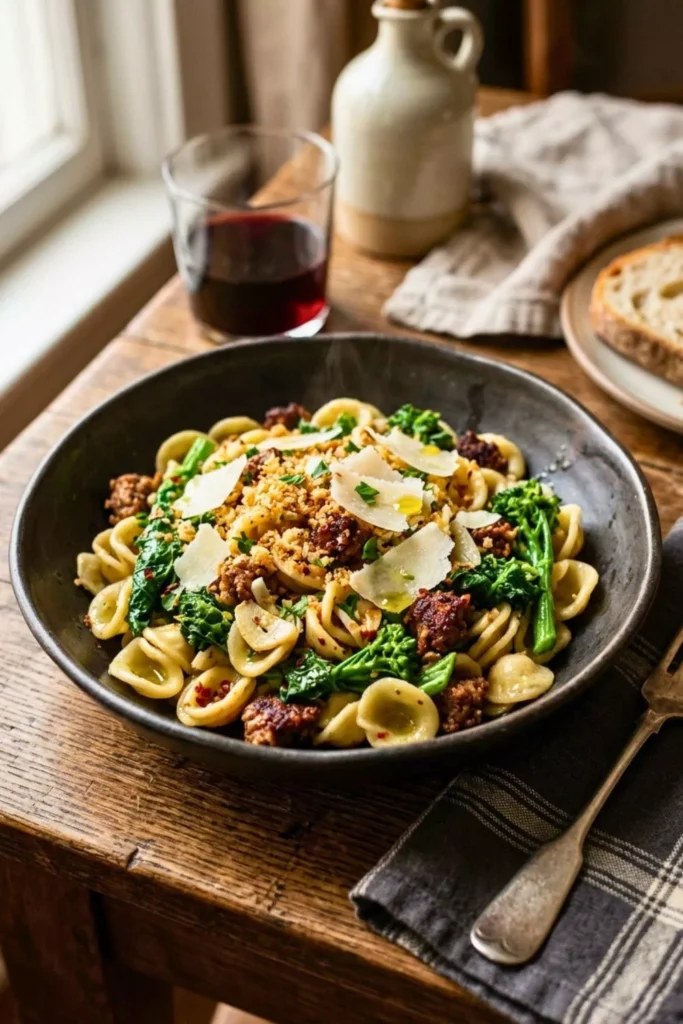 Spicy Italian Sausage Orecchiette with Broccoli Rabe